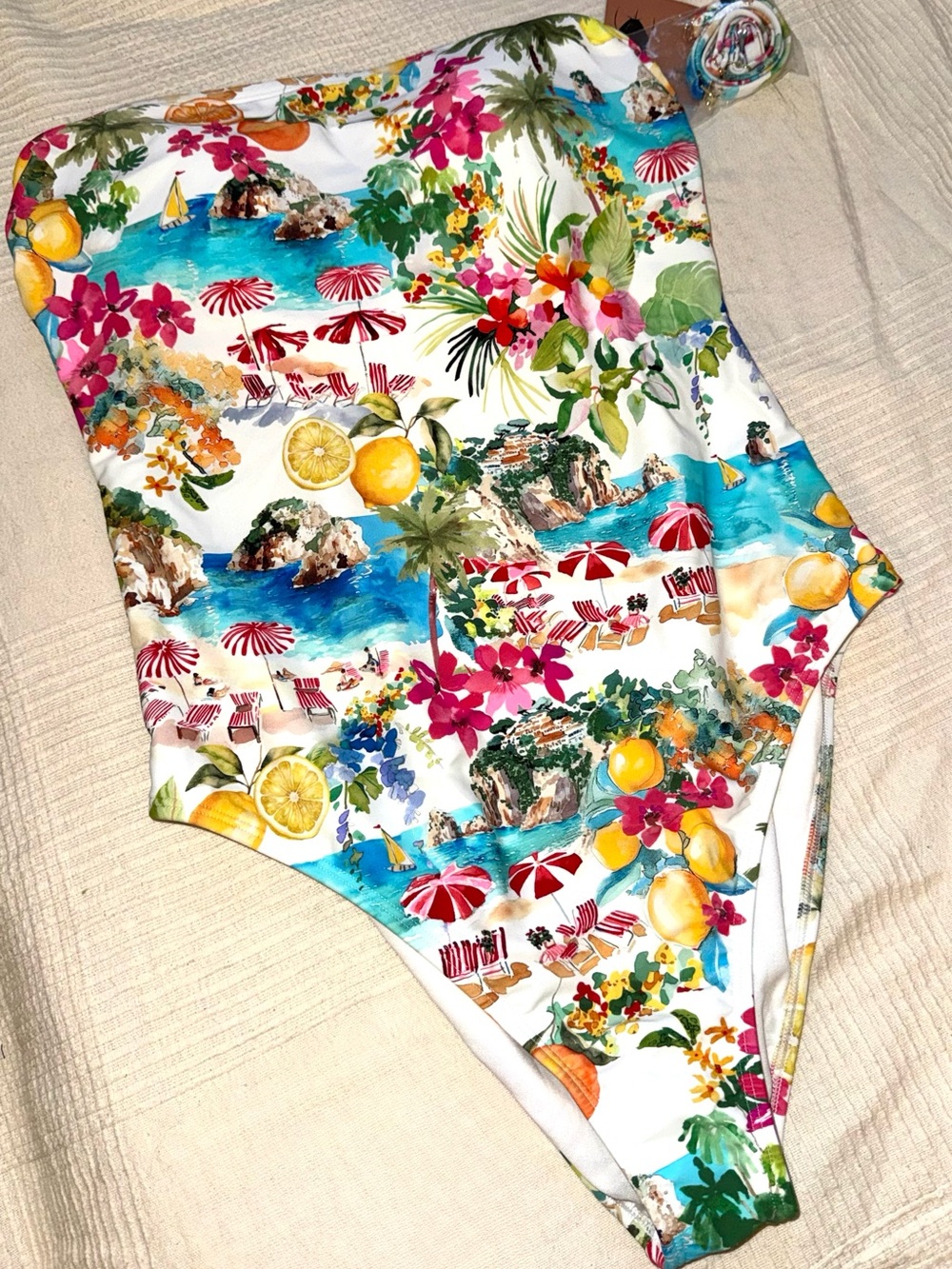 Shade & Shore Colorful Watercolor Vacation Print Swimsuit